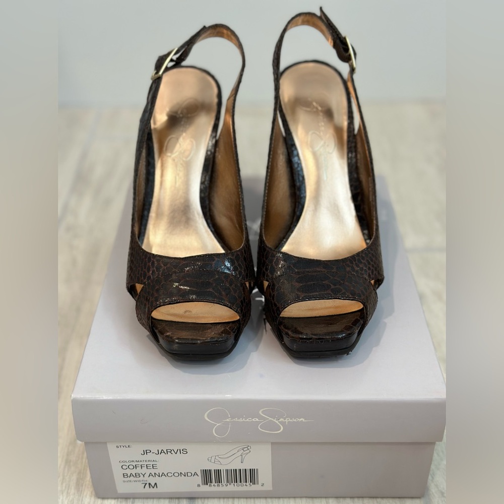 Jessica Simpson Jarvis size 7 Coffee Baby Anaconda